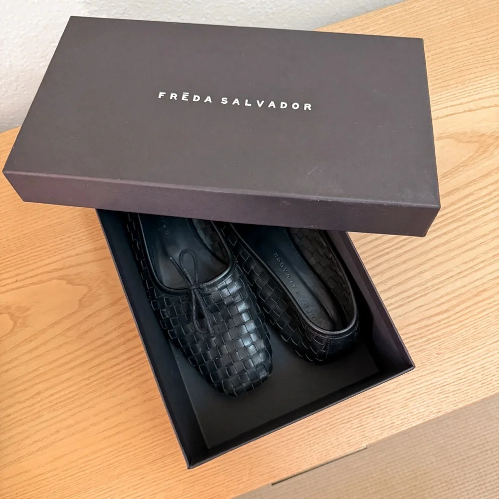 Freda Salvador Jada Square Toe Ballet Flat-  Black Woven - size 7.5 - Picture 6 of 11